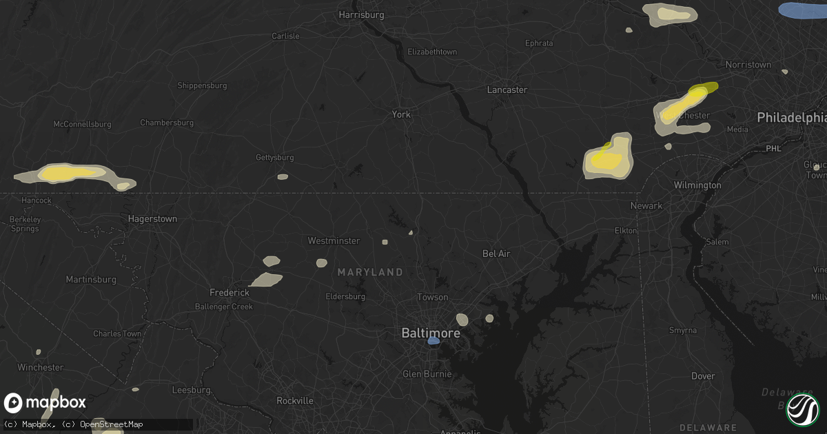 Hail map in Parkton, MD on May 20, 2026