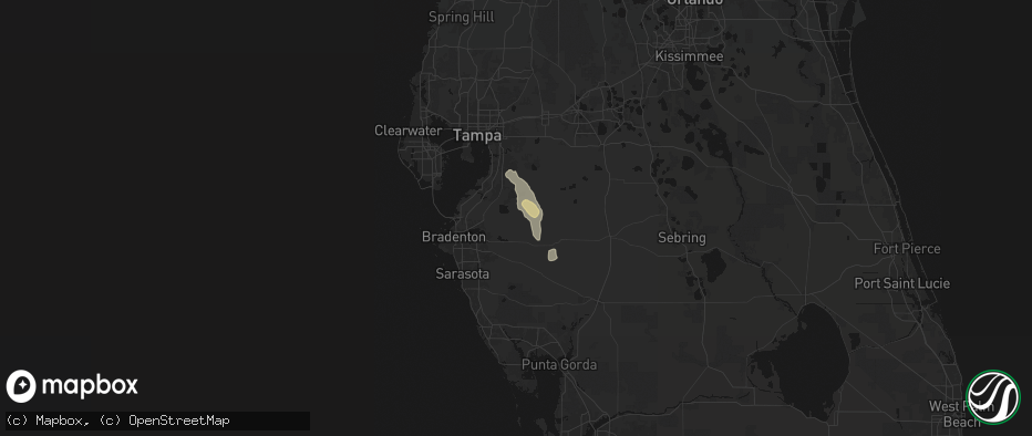 Hail map in Parrish, FL on May 20, 2026