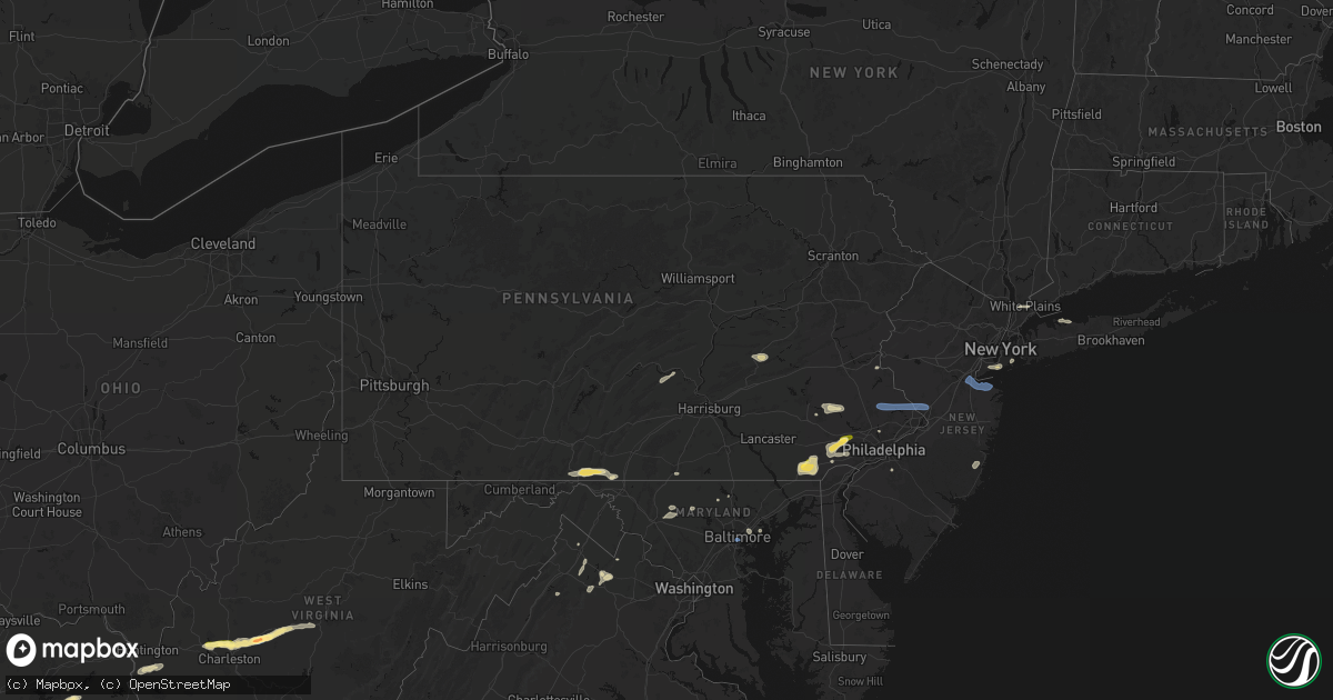 Hail map in Pennsylvania on May 20, 2026