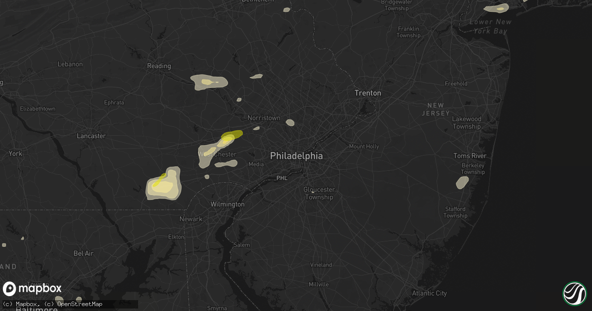 Hail map in Philadelphia, PA on May 20, 2026