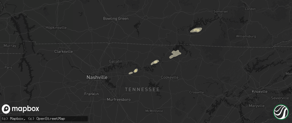Hail map in Pleasant Shade, TN on May 20, 2026