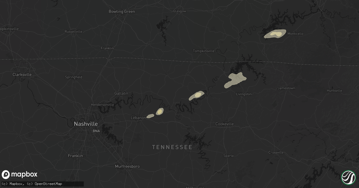 Hail map in Pleasant Shade, TN on May 20, 2026