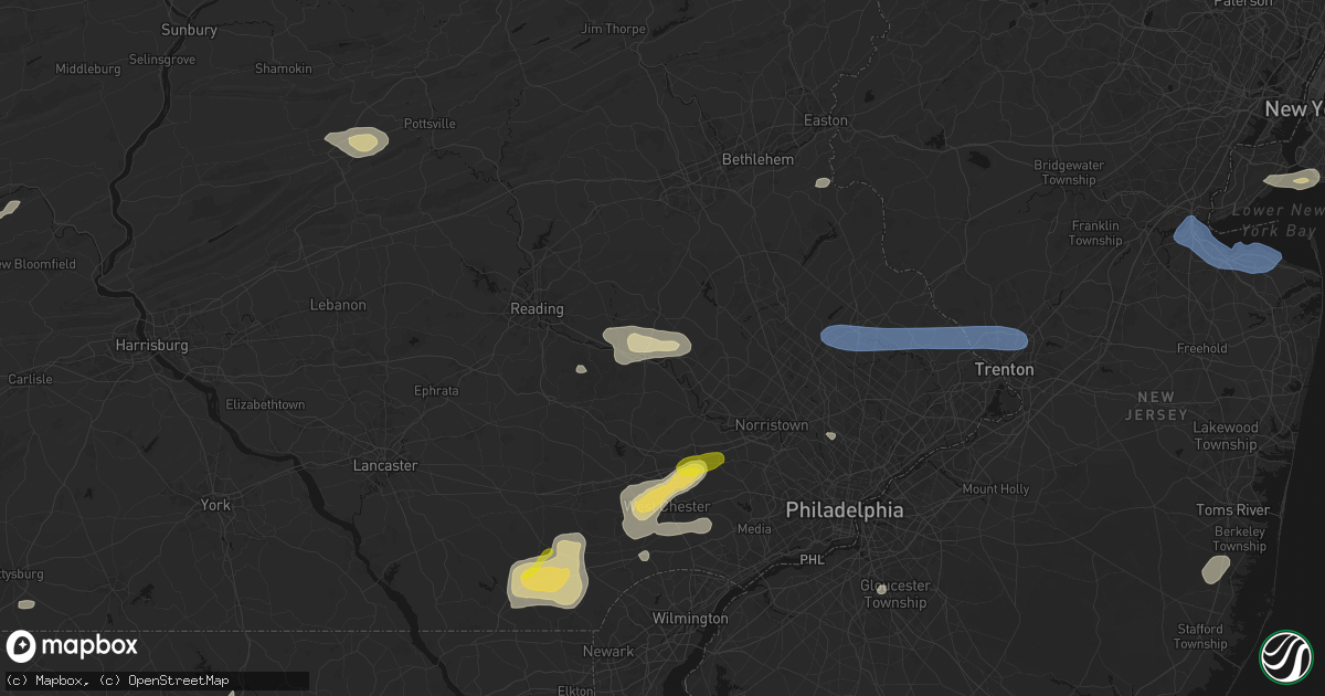 Hail map in Pottstown, PA on May 20, 2026