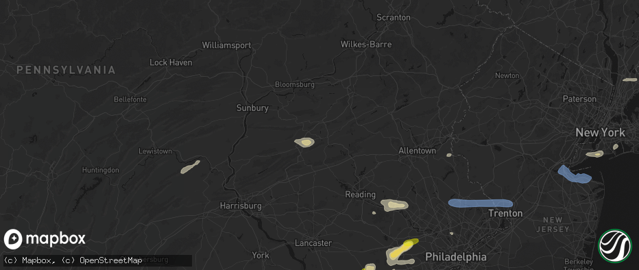Hail map in Pottsville, PA on May 20, 2026