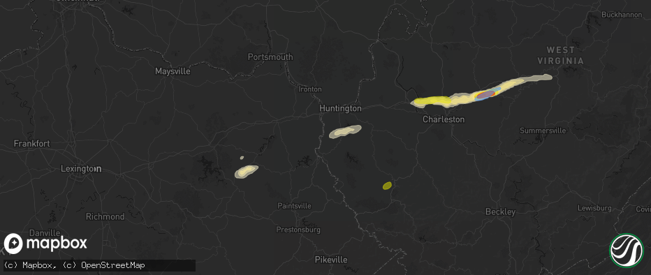 Hail map in Prichard, WV on May 20, 2026