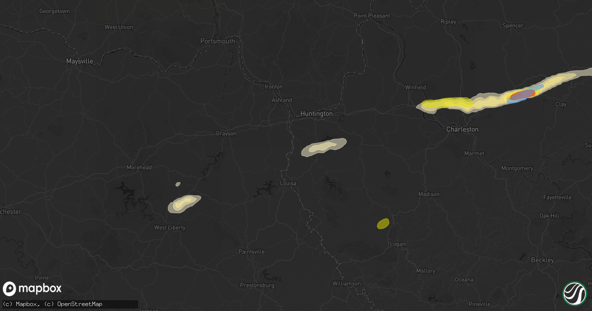 Hail map in Prichard, WV on May 20, 2026