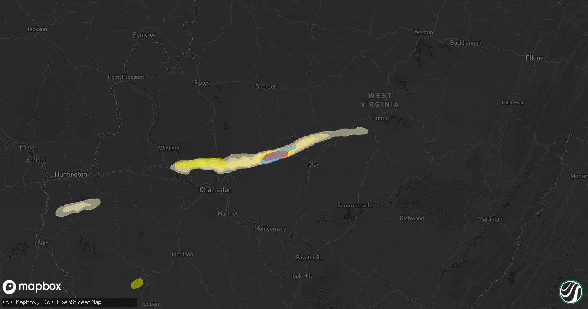 Hail map in Procious, WV on May 20, 2026