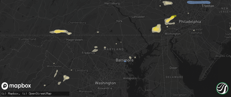 Hail map in Reisterstown, MD on May 20, 2026