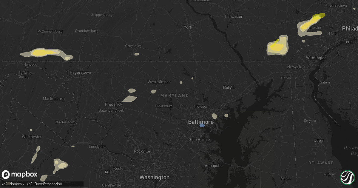 Hail map in Reisterstown, MD on May 20, 2026