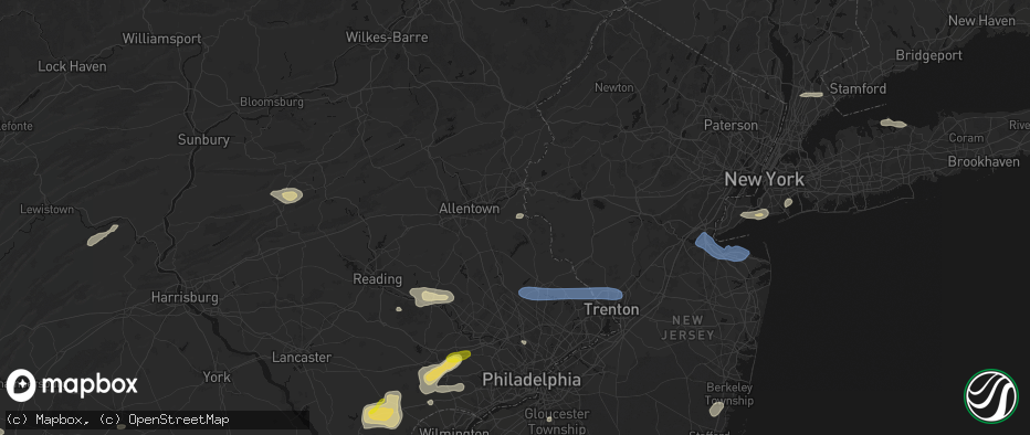 Hail map in Riegelsville, PA on May 20, 2026