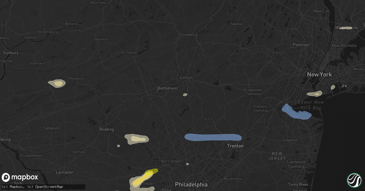 Hail map in Riegelsville, PA on May 20, 2026