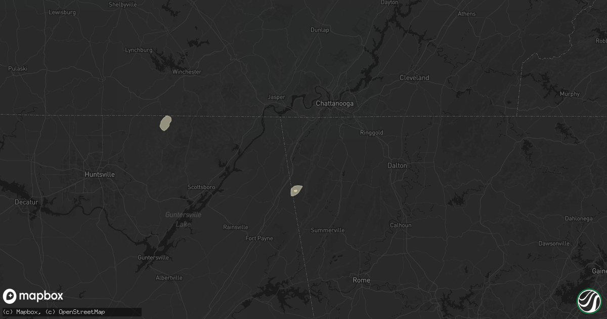 Hail map in Rising Fawn, GA on May 20, 2026