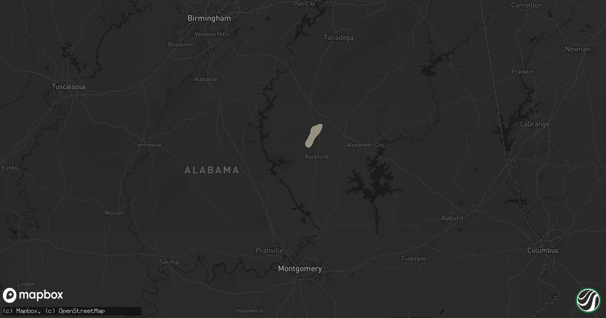 Hail map in Rockford, AL on May 20, 2026