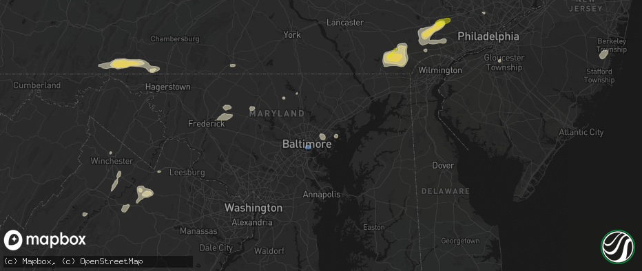 Hail map in Rosedale, MD on May 20, 2026