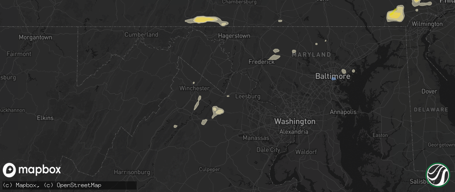 Hail map in Round Hill, VA on May 20, 2026
