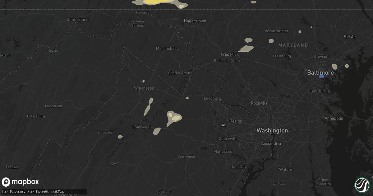 Hail map in Round Hill, VA on May 20, 2026