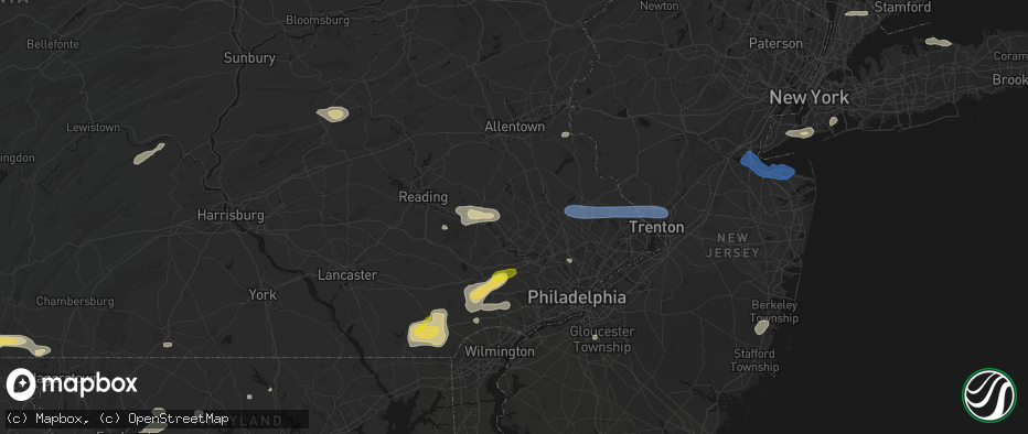 Hail map in Schwenksville, PA on May 20, 2026