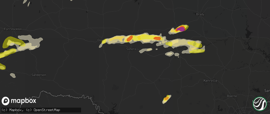 Hail map in Sonora, TX on May 20, 2026