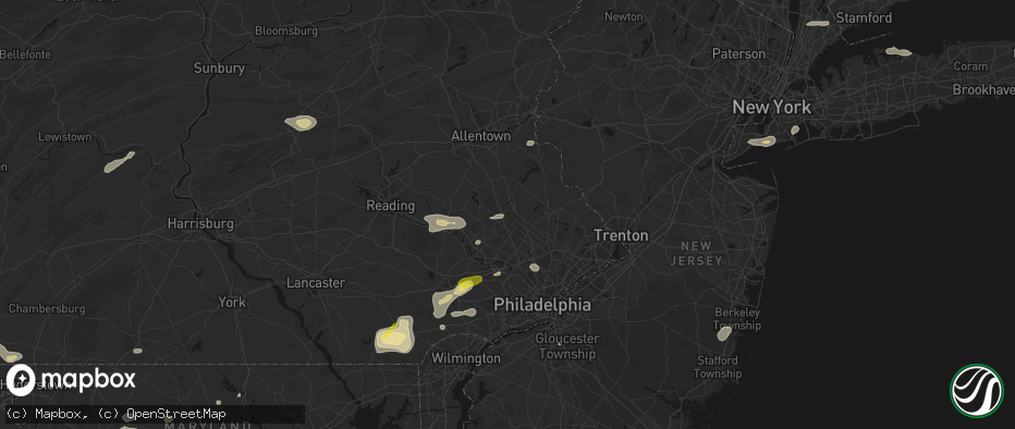 Hail map in Souderton, PA on May 20, 2026