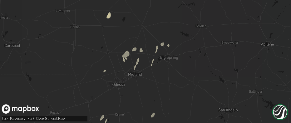 Hail map in Stanton, TX on May 20, 2026