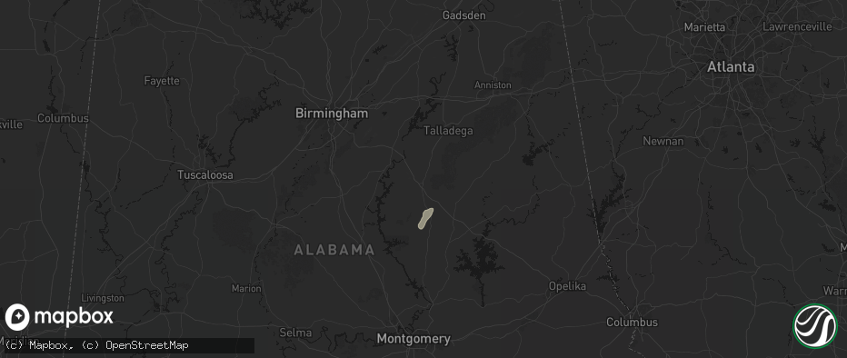 Hail map in Sylacauga, AL on May 20, 2026