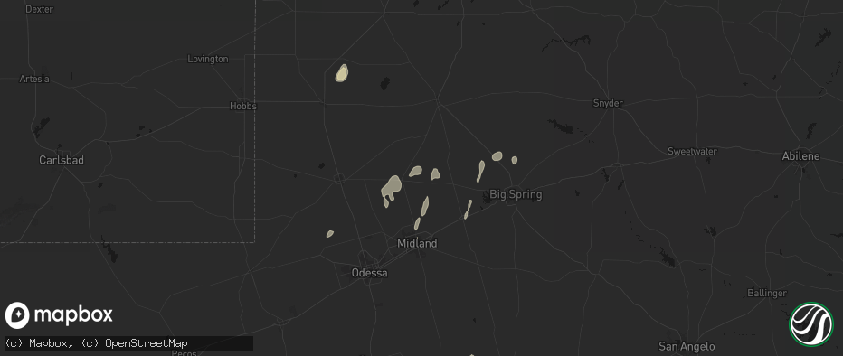 Hail map in Tarzan, TX on May 20, 2026