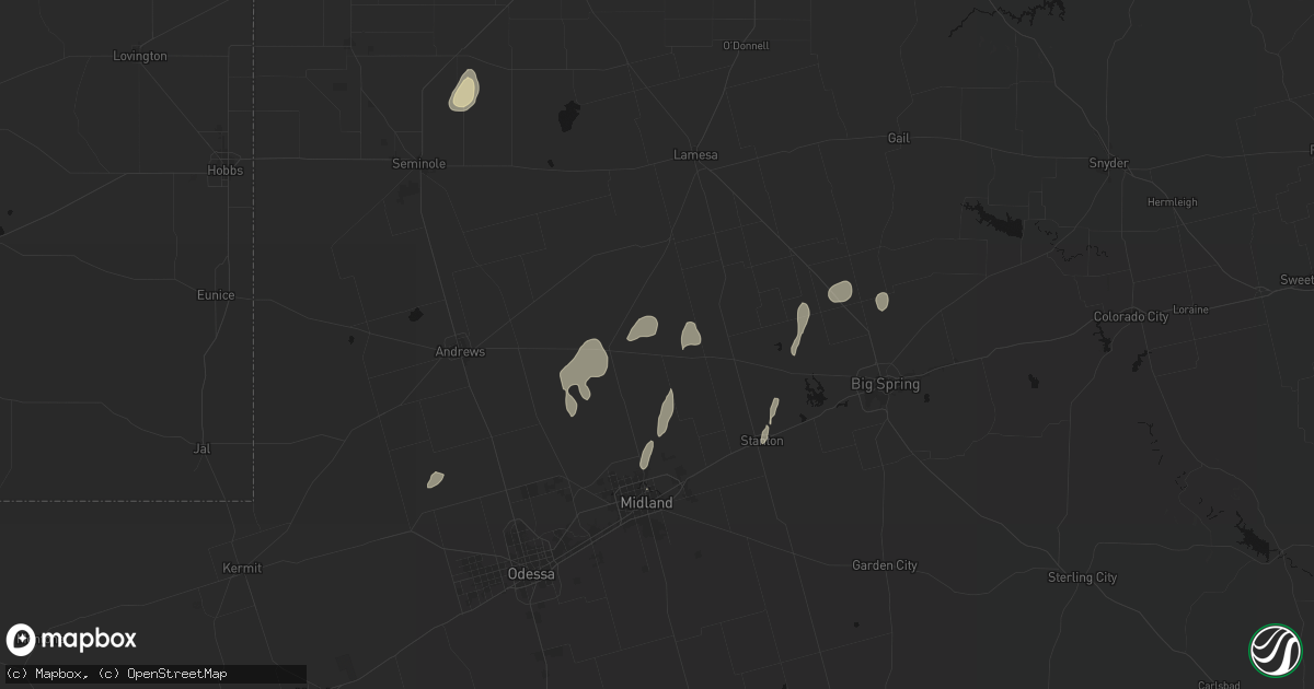 Hail map in Tarzan, TX on May 20, 2026
