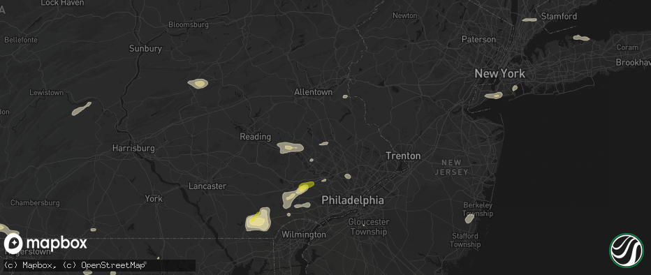 Hail map in Telford, PA on May 20, 2026