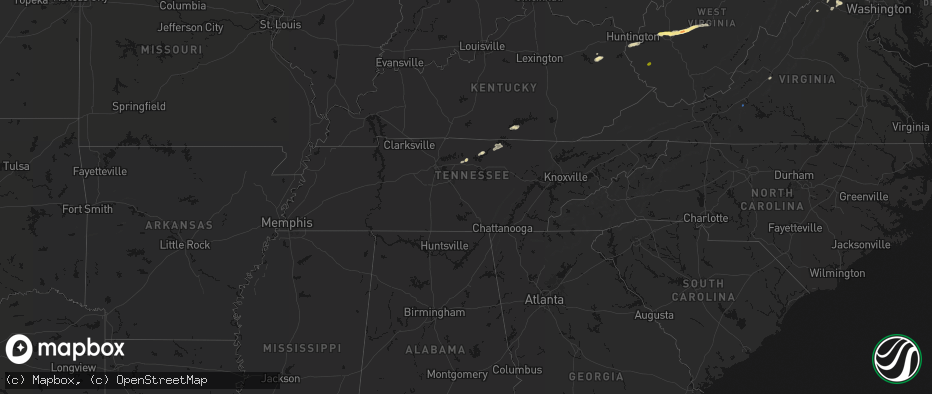 Hail map in Tennessee on May 20, 2026