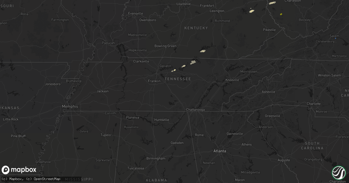Hail map in Tennessee on May 20, 2026