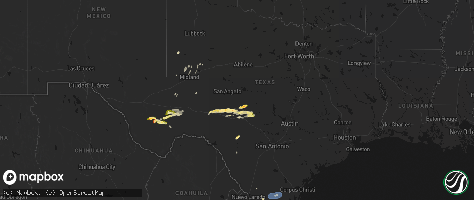 Hail map in Texas on May 20, 2026