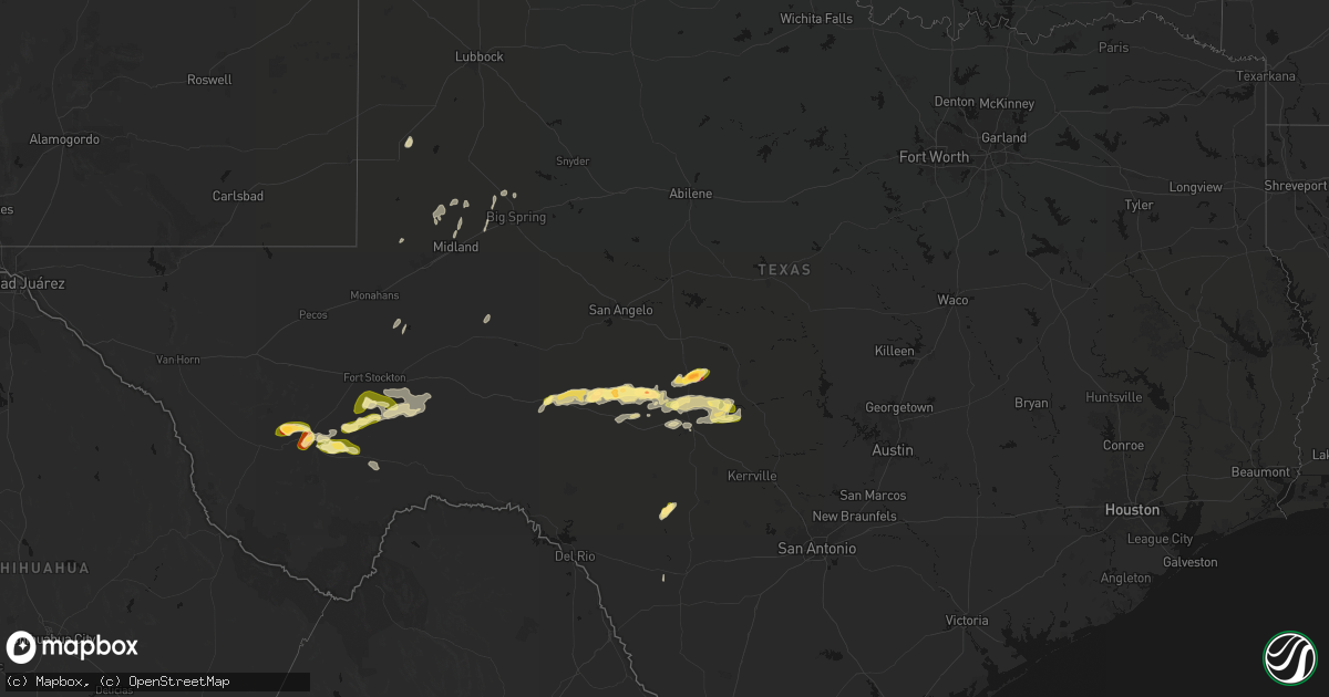 Hail map in Texas on May 20, 2026