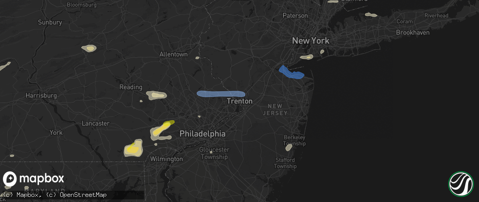 Hail map in Trenton, NJ on May 20, 2026
