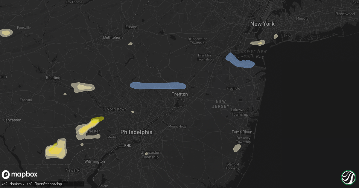 Hail map in Trenton, NJ on May 20, 2026