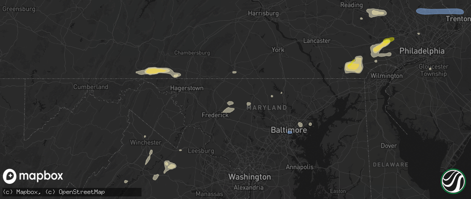 Hail map in Union Bridge, MD on May 20, 2026
