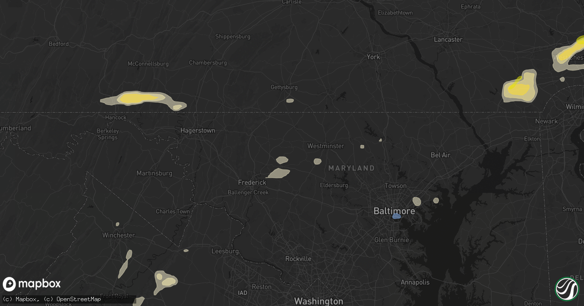 Hail map in Union Bridge, MD on May 20, 2026
