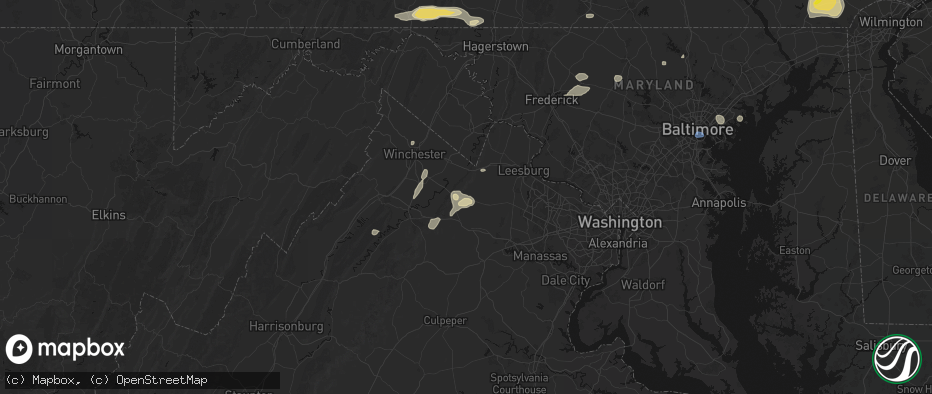 Hail map in Upperville, VA on May 20, 2026