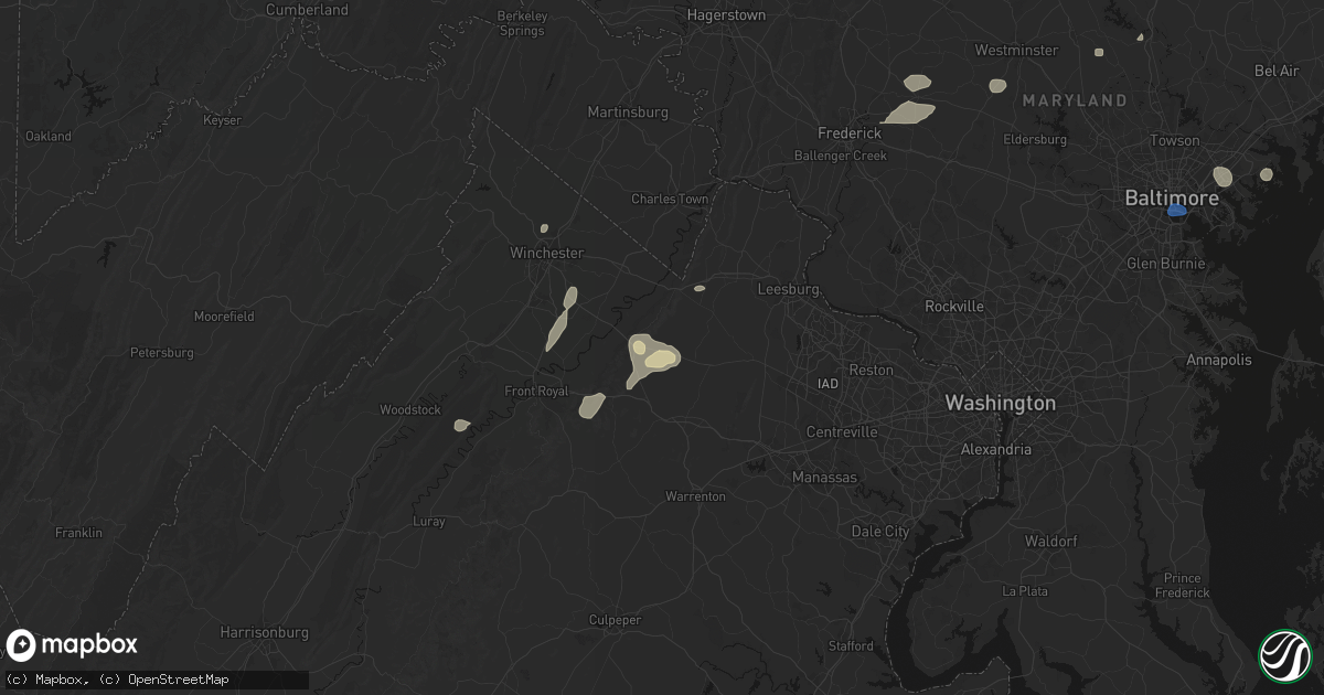Hail map in Upperville, VA on May 20, 2026