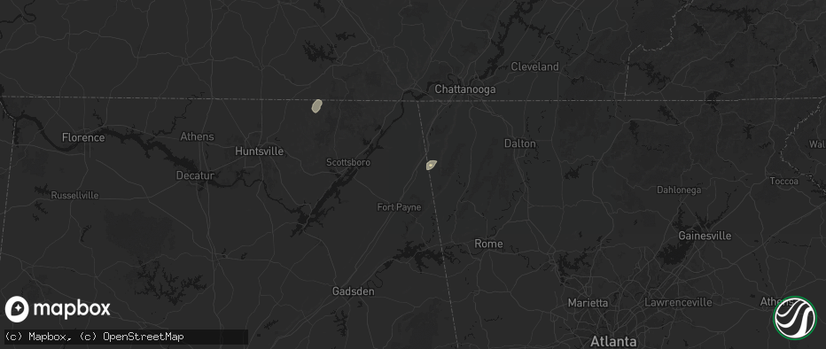 Hail map in Valley Head, AL on May 20, 2026