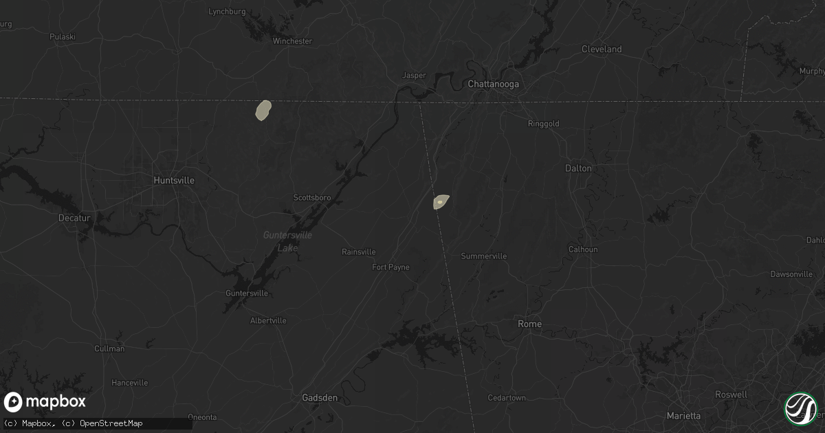 Hail map in Valley Head, AL on May 20, 2026