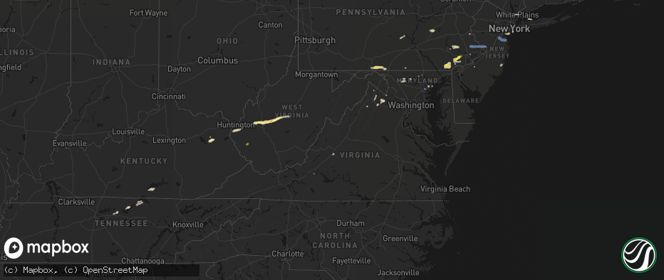 Hail map in Virginia on May 20, 2026