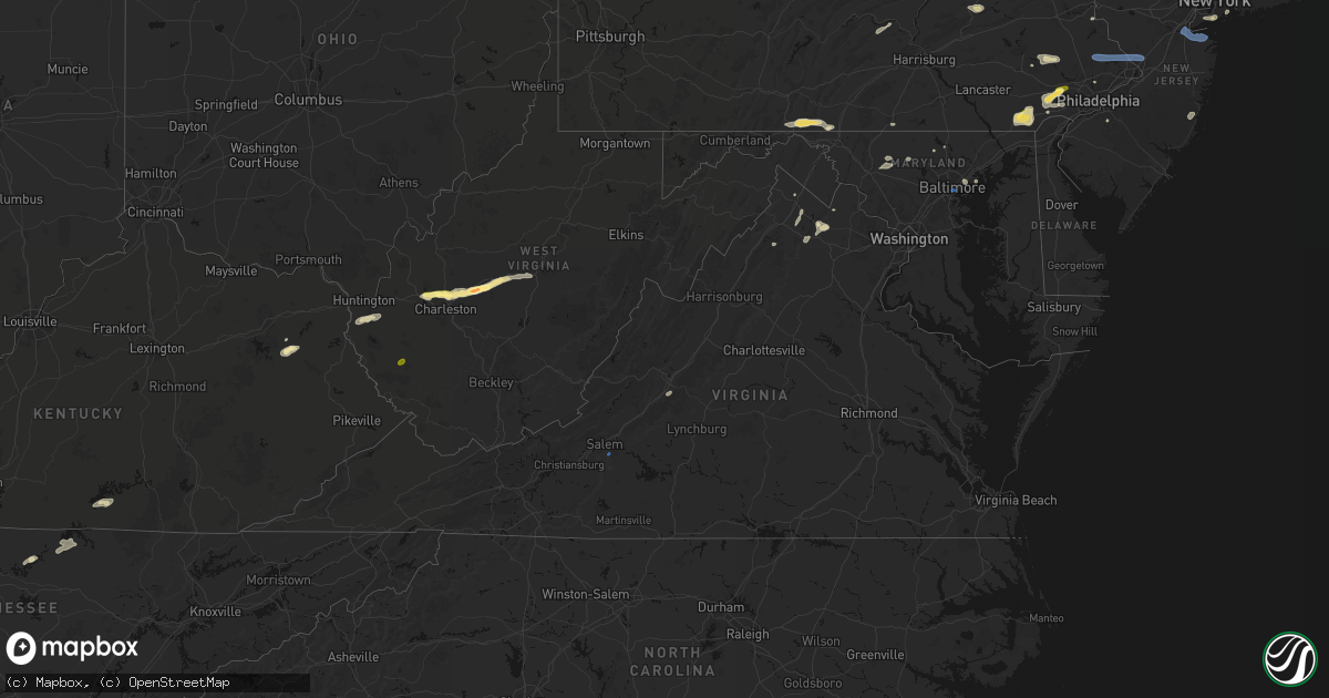 Hail map in Virginia on May 20, 2026