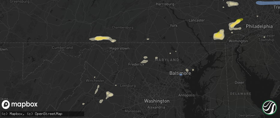 Hail map in Walkersville, MD on May 20, 2026