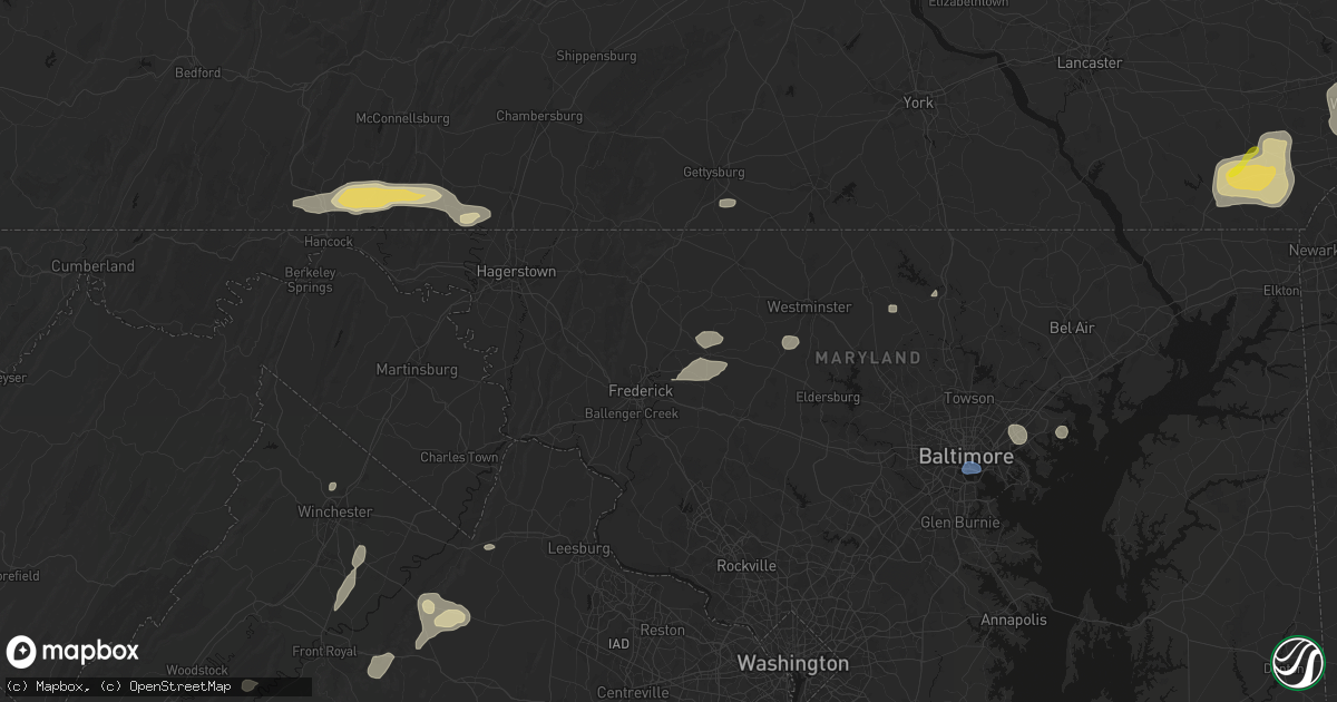 Hail map in Walkersville, MD on May 20, 2026