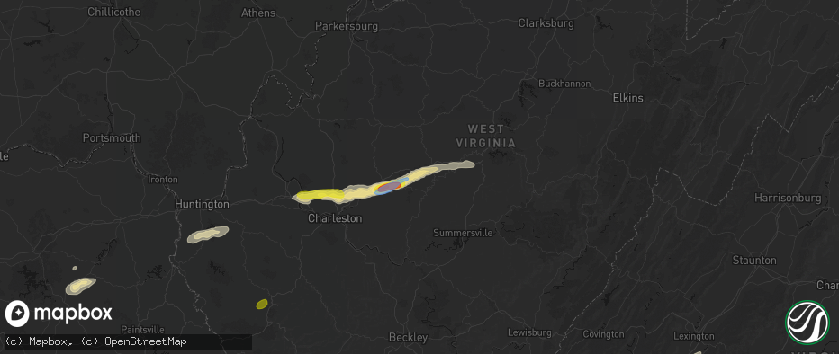 Hail map in Wallback, WV on May 20, 2026