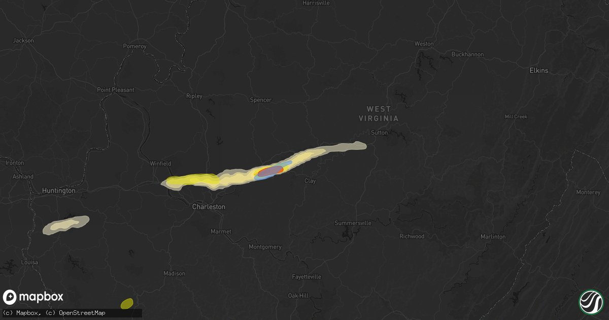 Hail map in Wallback, WV on May 20, 2026