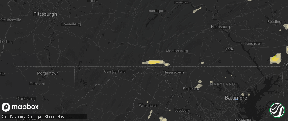 Hail map in Warfordsburg, PA on May 20, 2026