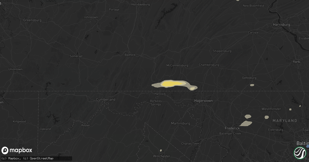 Hail map in Warfordsburg, PA on May 20, 2026