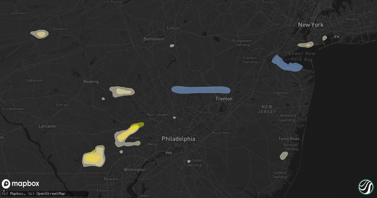 Hail map in Warminster, PA on May 20, 2026