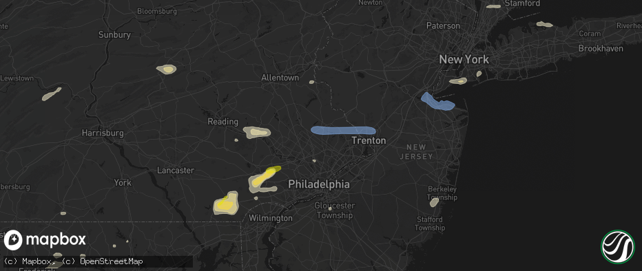 Hail map in Warrington, PA on May 20, 2026